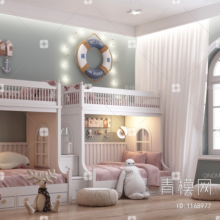儿童房，女孩房公主房3D模型下载【ID:1168977】