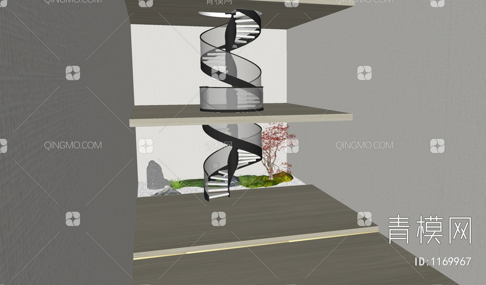 别墅旋转楼梯SU模型下载【ID:1169967】