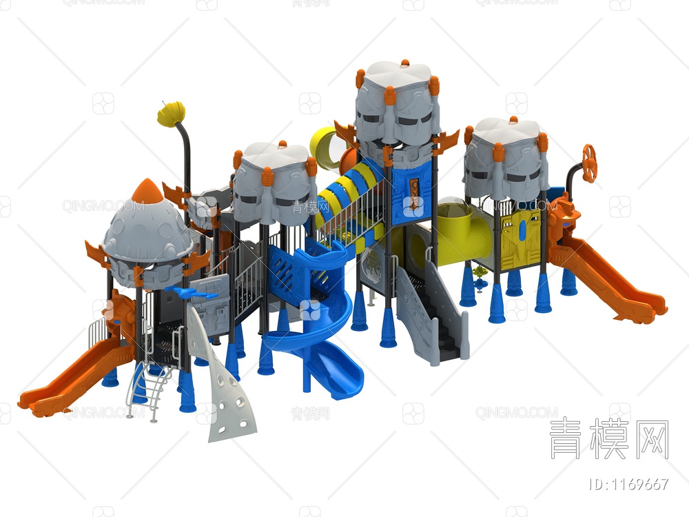 儿童户外游乐场组合 游乐设备3D模型下载【ID:1169667】