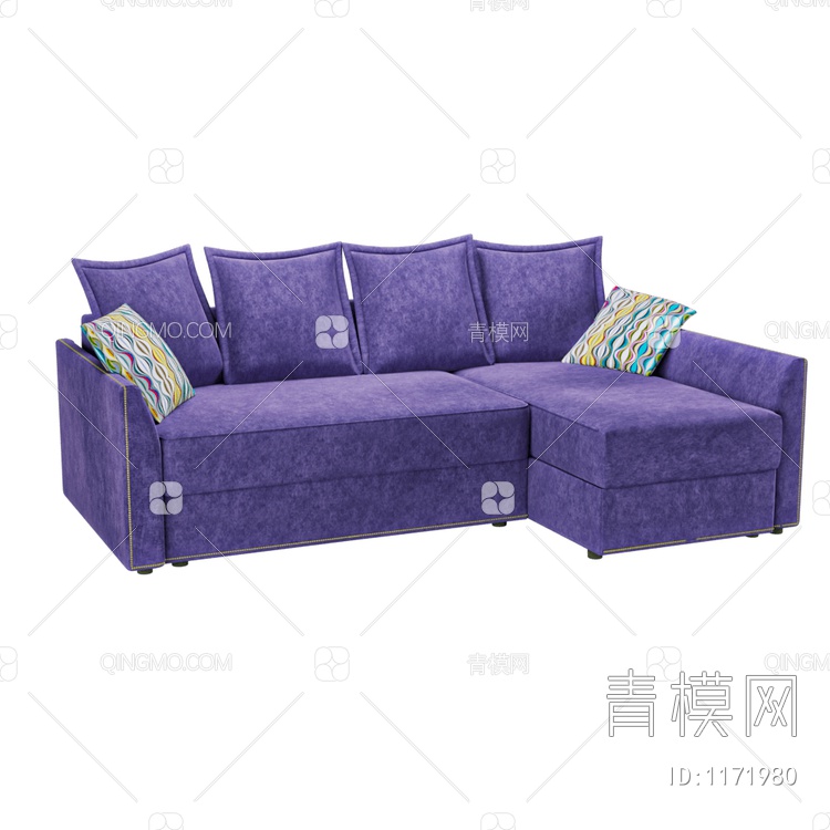 小L型沙发3D模型下载【ID:1171980】