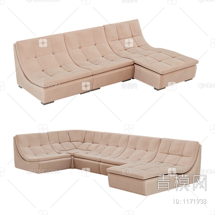 L型沙发3D模型下载【ID:1171938】