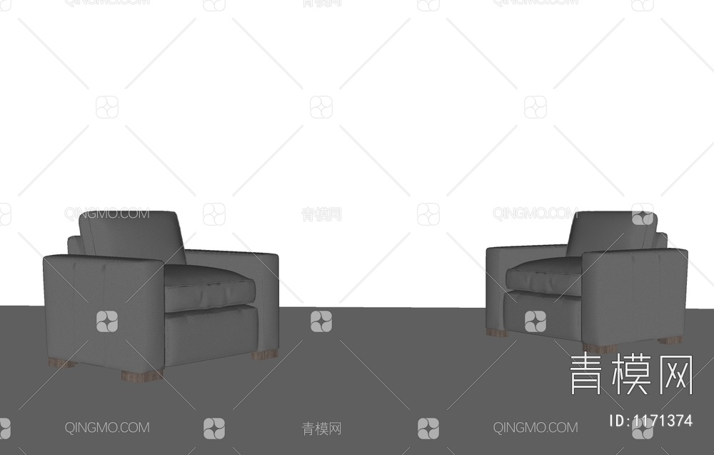 皮革单人沙发SU模型下载【ID:1171374】