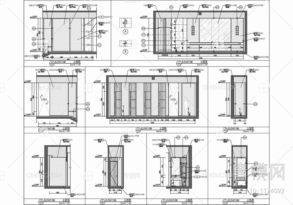 1500㎡售楼处及办公区CAD施工图+实景照 销售中心 会所 营销中心 售楼部【ID:1174092】