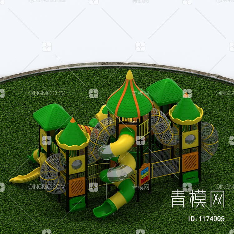 儿童户外游乐场组合 滑梯 游乐园3D模型下载【ID:1174005】