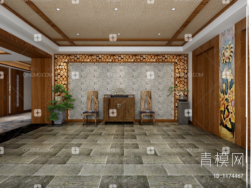 民宿酒店过道3D模型下载【ID:1174467】