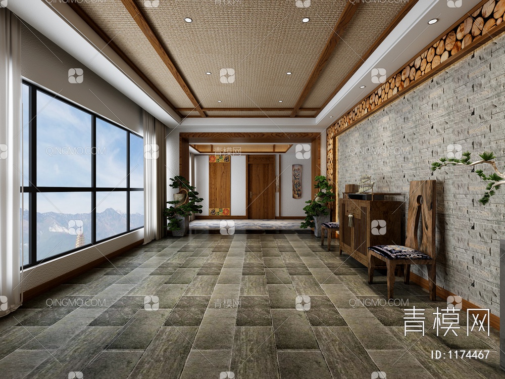 民宿酒店过道3D模型下载【ID:1174467】