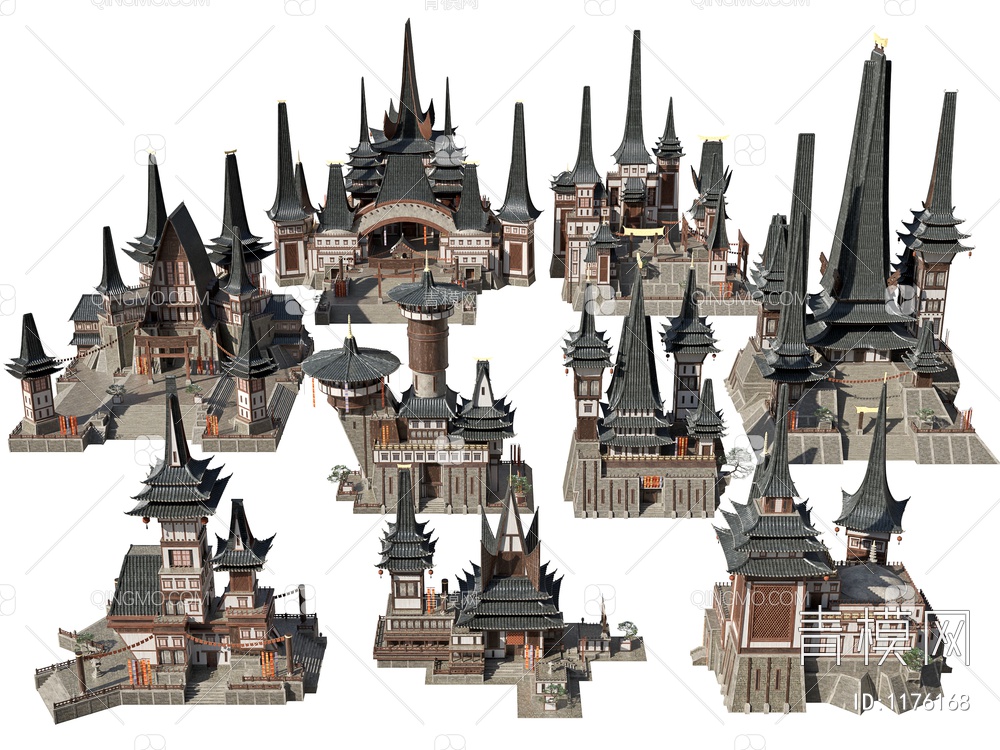 建筑神庙塔楼城楼牌坊3D模型下载【ID:1176168】
