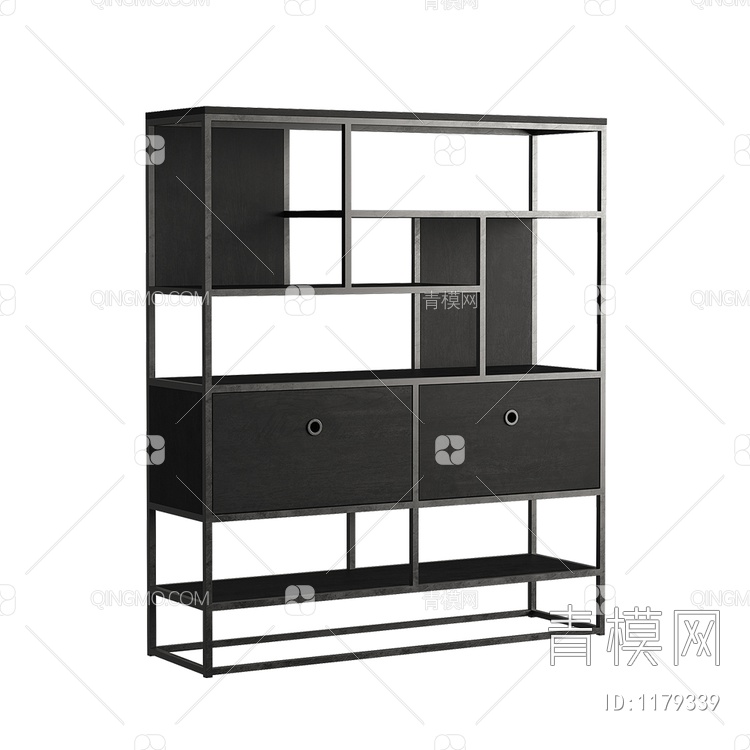 黑色书柜 储物柜3D模型下载【ID:1179339】