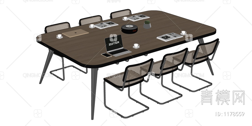 会议桌椅组合SU模型下载【ID:1178559】