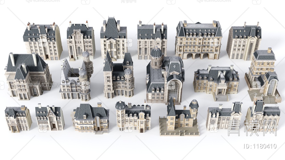 宫廷城堡建筑外观3D模型下载【ID:1180410】
