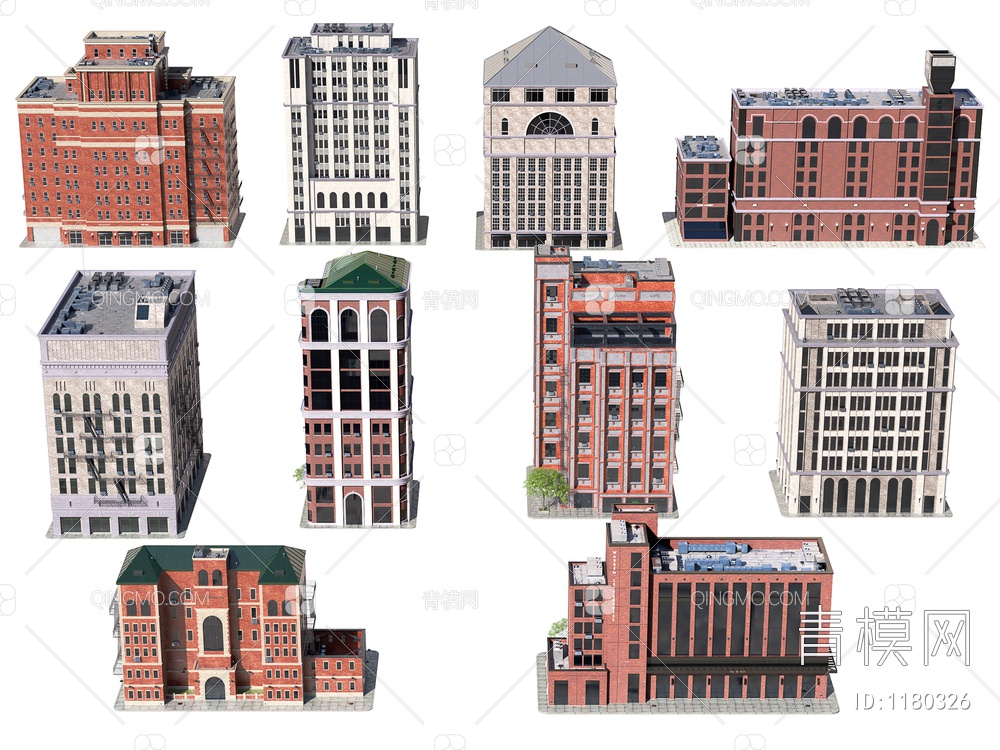 布鲁克林街区居民建筑3D模型下载【ID:1180326】