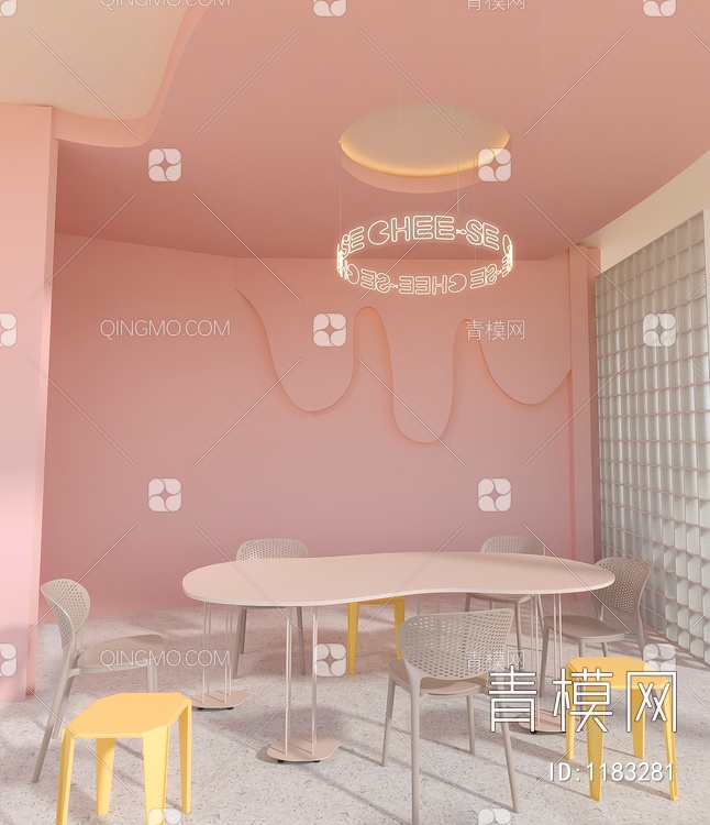 奶茶甜品店 休闲桌椅3D模型下载【ID:1183281】