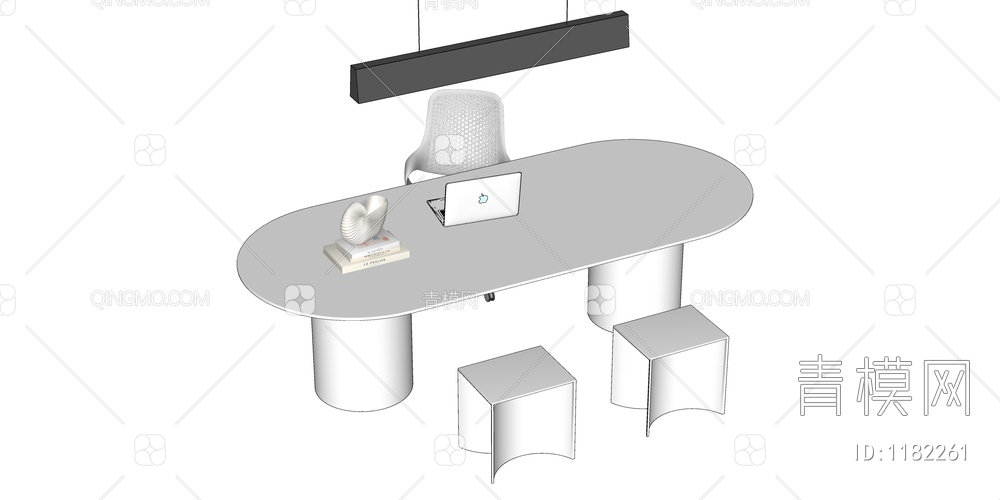 办公桌椅组合SU模型下载【ID:1182261】