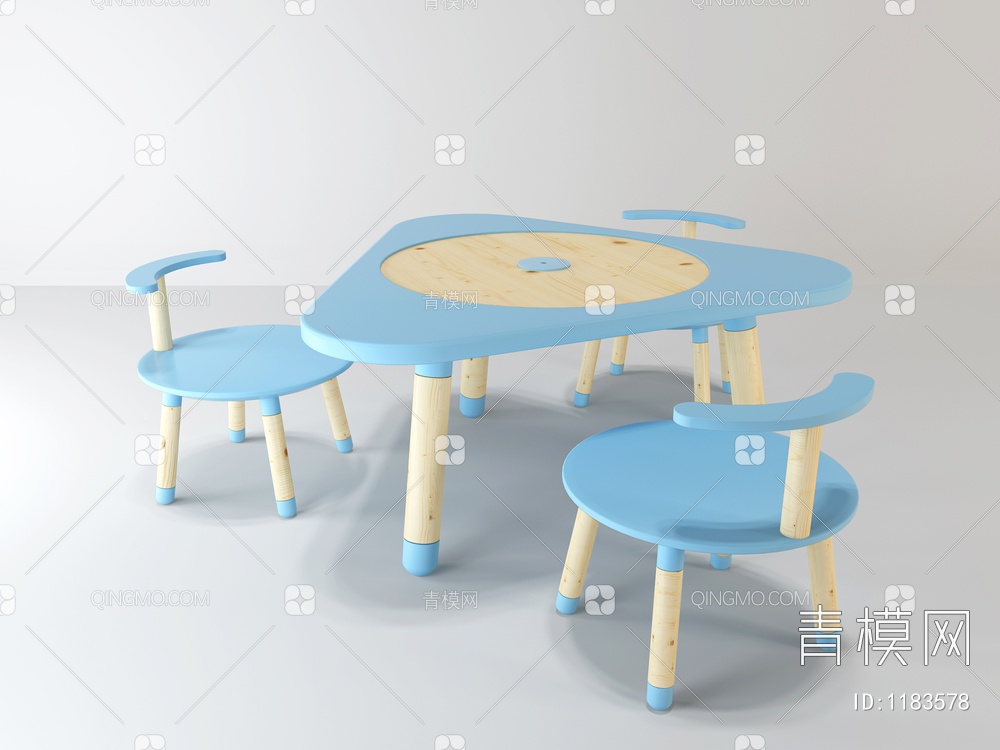 儿童学习桌椅3D模型下载【ID:1183578】