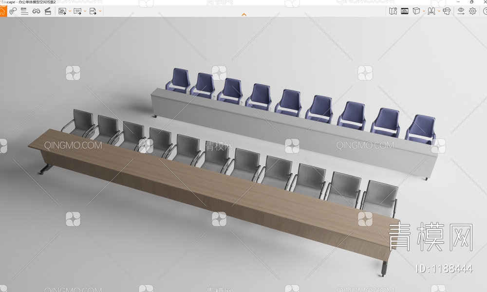 报告厅桌椅组合SU模型下载【ID:1188444】
