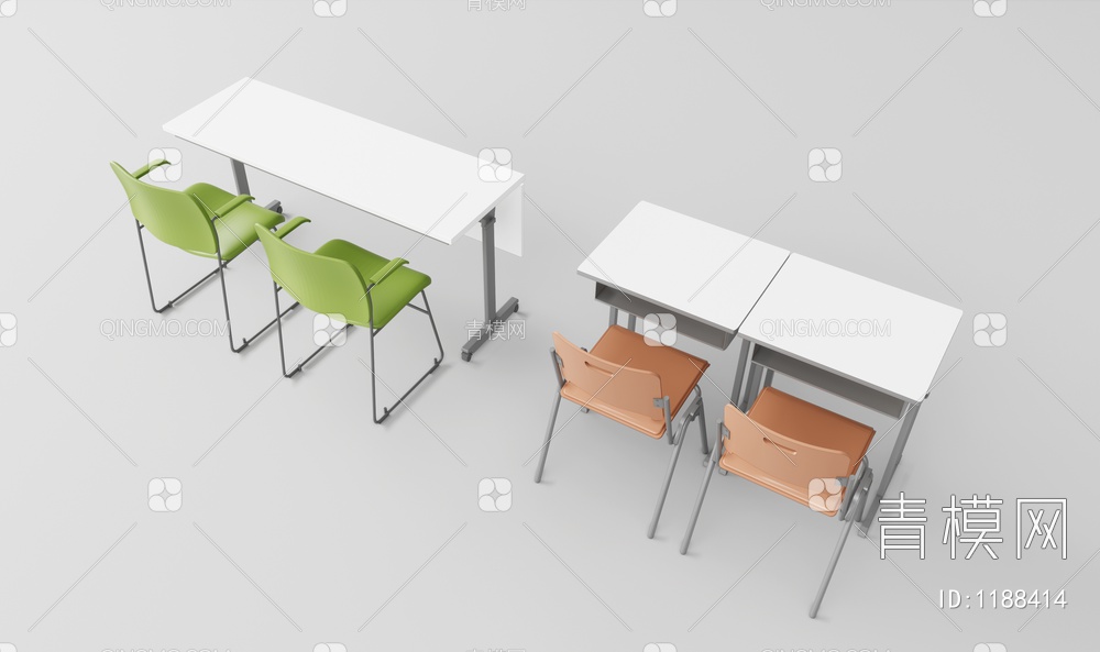 课桌椅组合SU模型下载【ID:1188414】