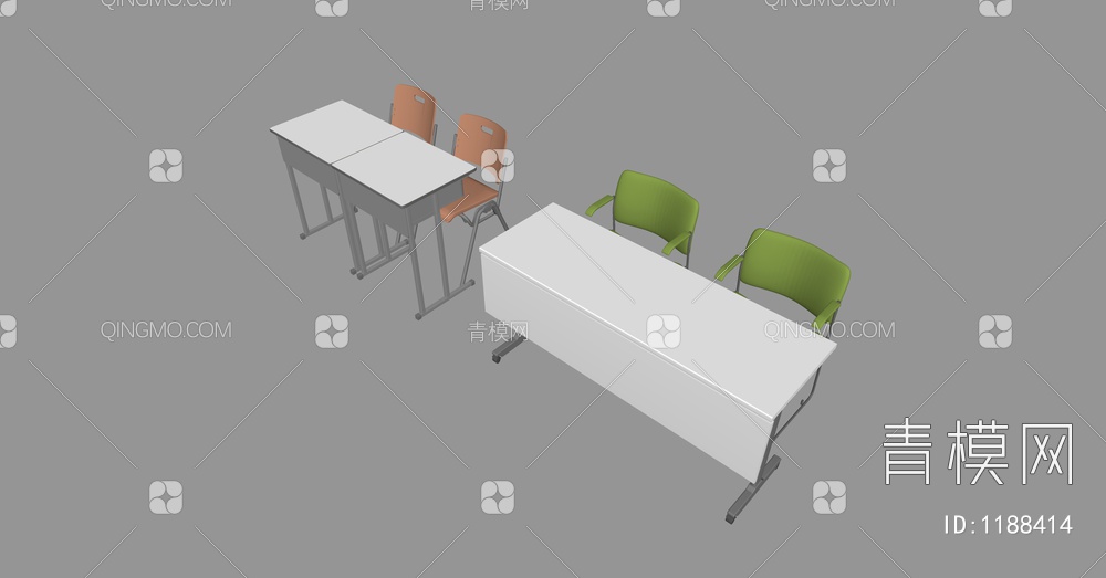 课桌椅组合SU模型下载【ID:1188414】