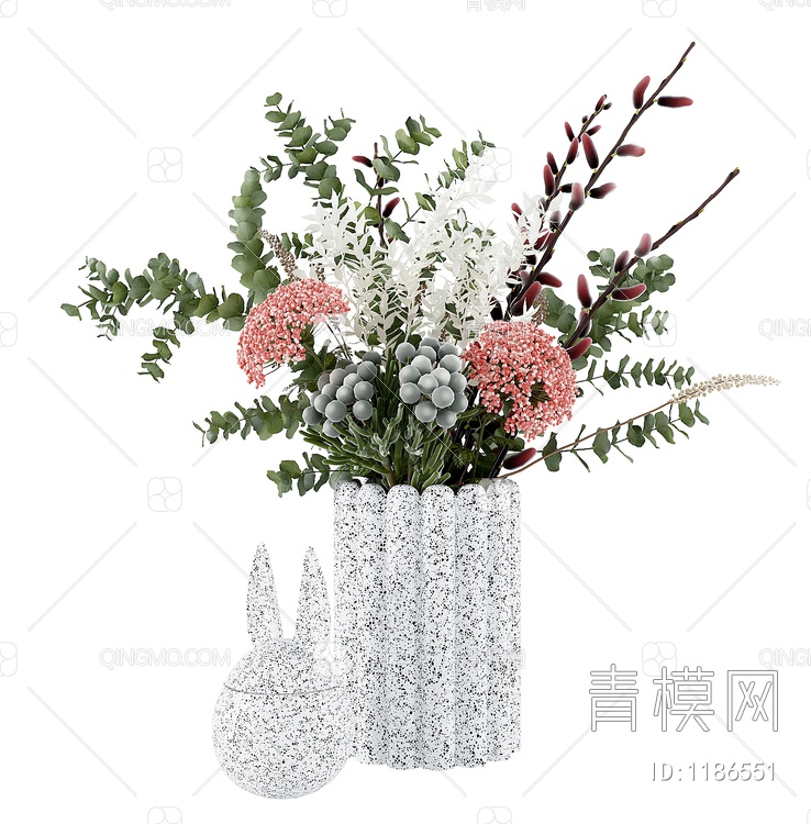 花瓶花卉摆件,SU模型下载【ID:1186551】