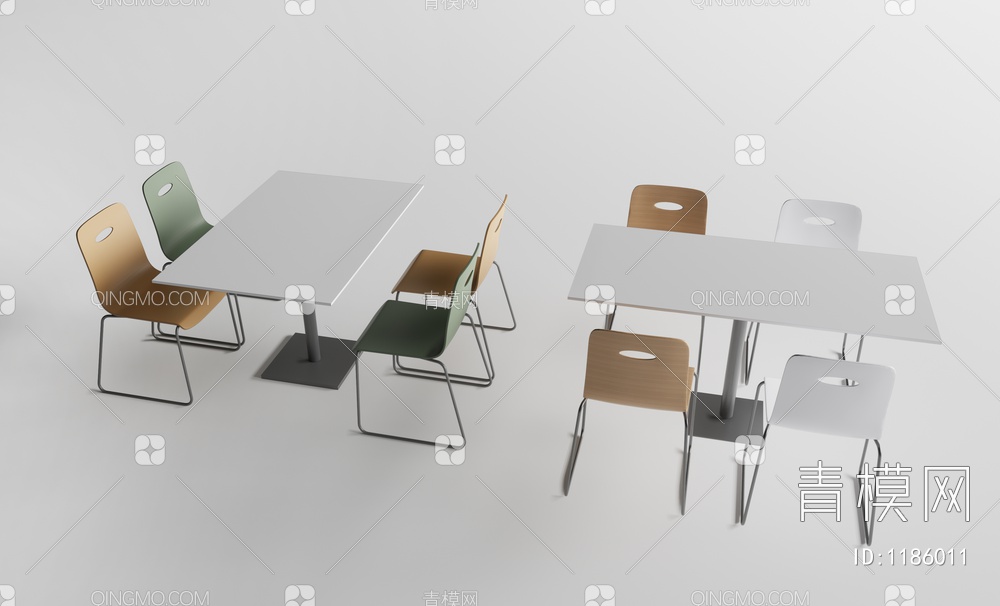 食堂餐桌椅SU模型下载【ID:1186011】