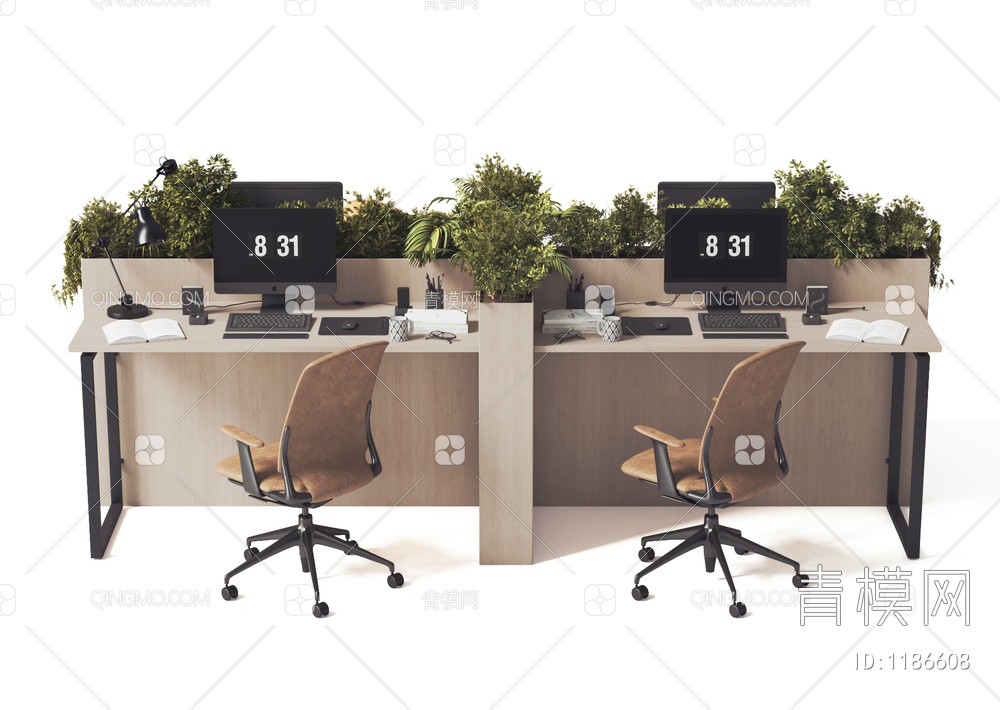 办公室桌椅组合3D模型下载【ID:1186608】