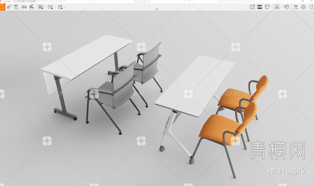 课桌椅组合SU模型下载【ID:1188546】