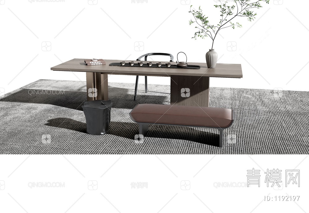 茶桌椅组合SU模型下载【ID:1192197】