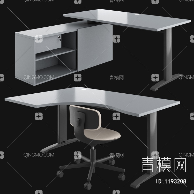 办公书桌椅3D模型下载【ID:1193208】