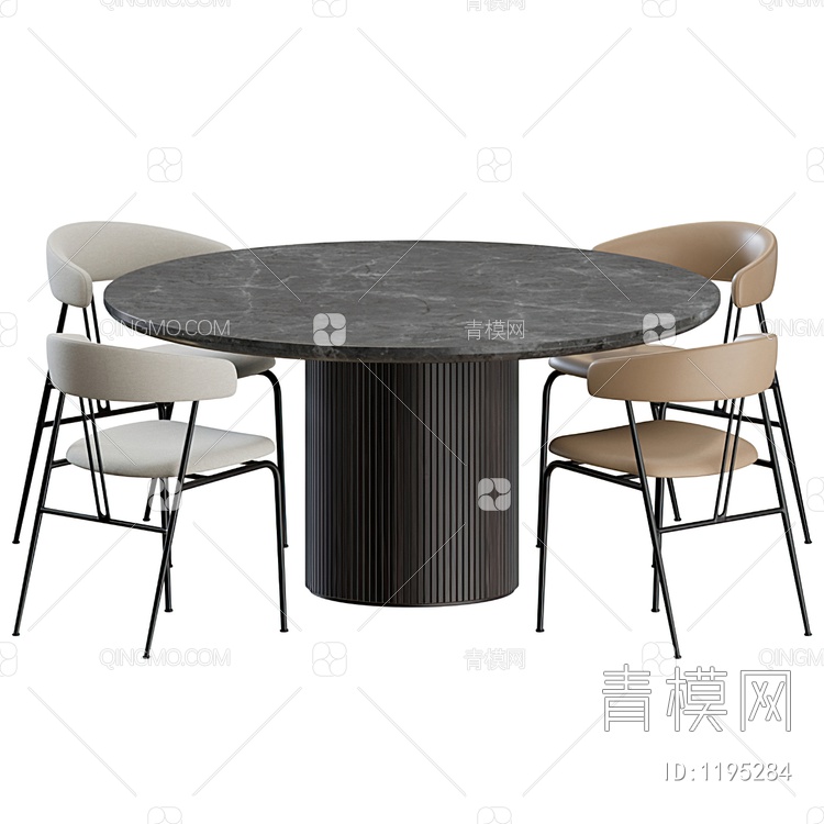 圆形餐桌椅3D模型下载【ID:1195284】