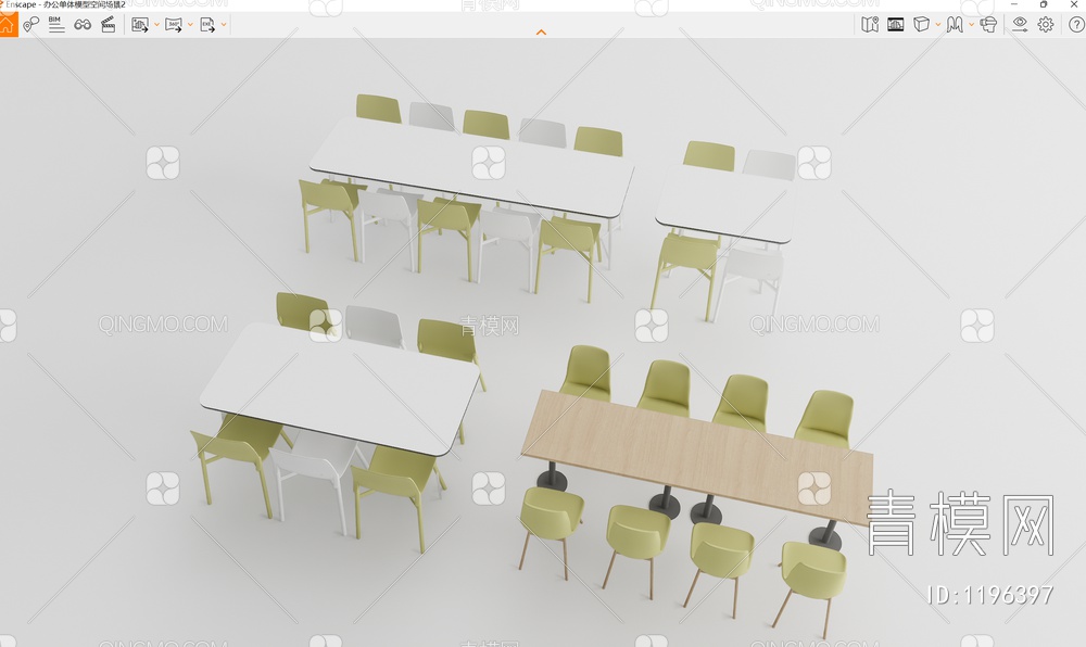 餐桌椅组合SU模型下载【ID:1196397】