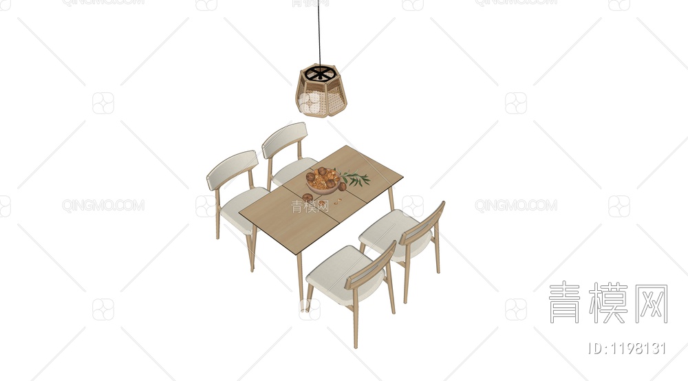 餐桌椅组合SU模型下载【ID:1198131】