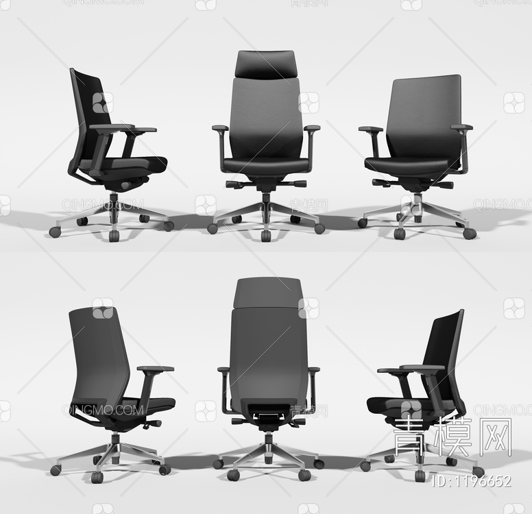 办公椅 职员椅组合3D模型下载【ID:1196652】