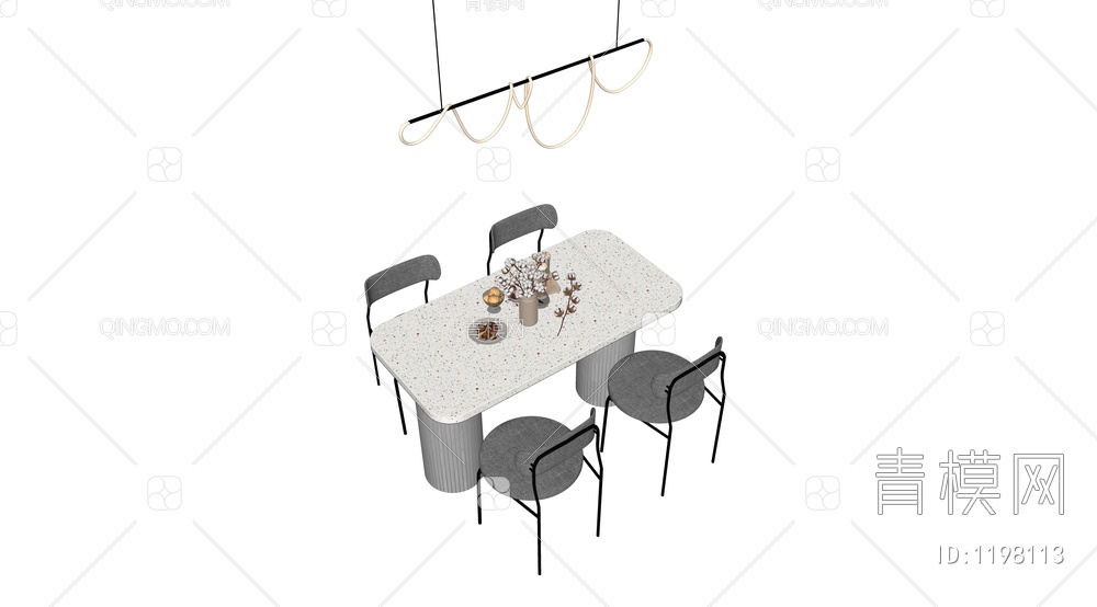 餐桌椅组合SU模型下载【ID:1198113】
