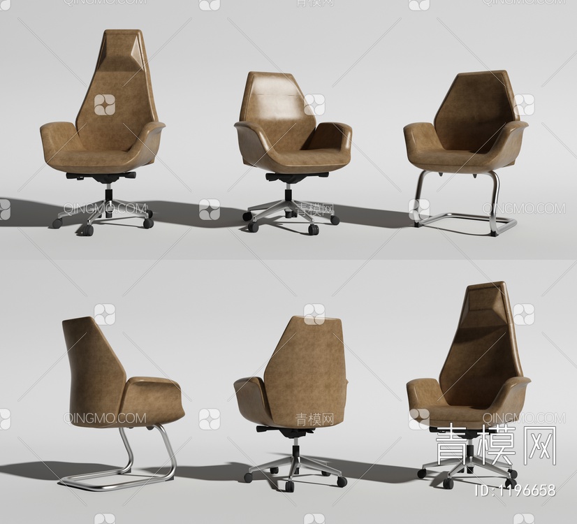 办公椅 职员椅组合3D模型下载【ID:1196658】