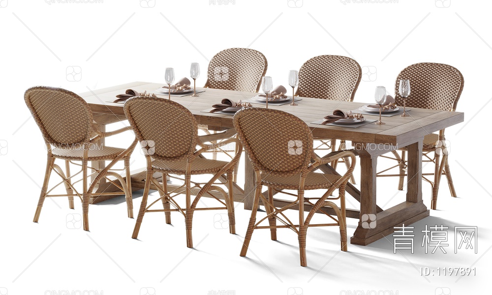 室外餐桌椅3D模型下载【ID:1197891】