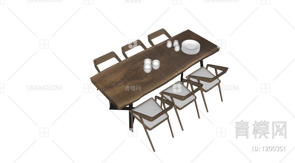 餐桌椅组合SU模型下载【ID:1200351】