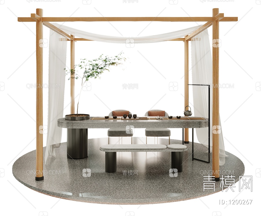室外茶桌椅3D模型下载【ID:1200267】