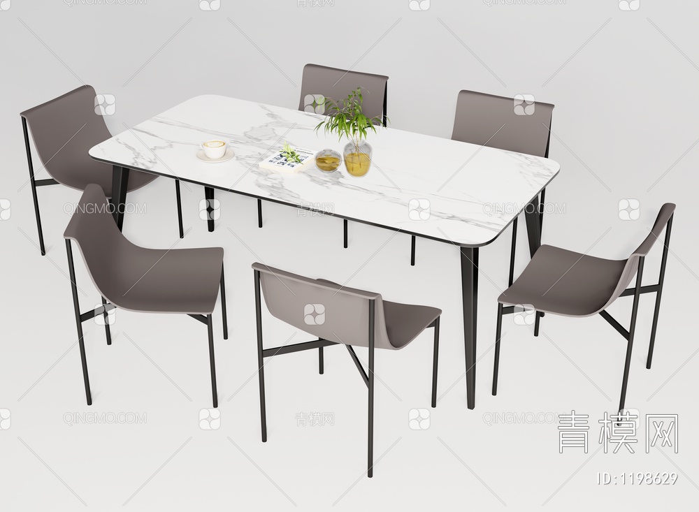 餐桌椅组合 餐桌椅 长方形餐桌3D模型下载【ID:1198629】