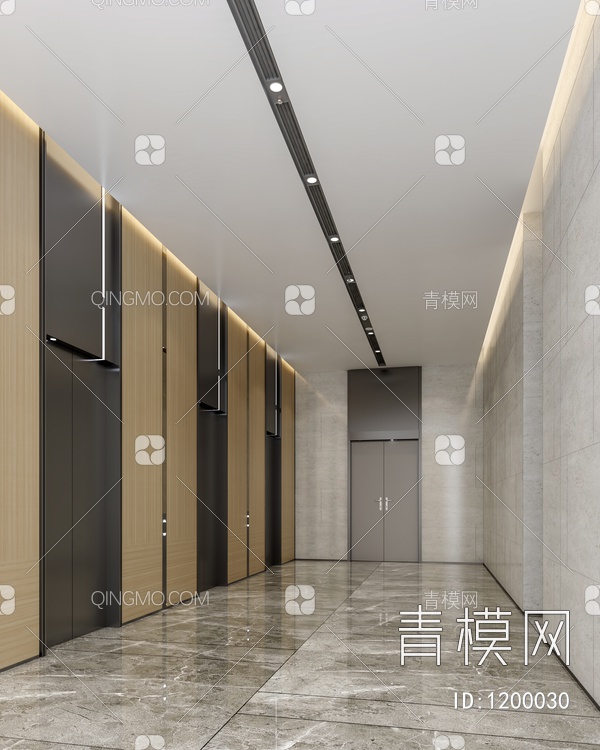 办公电梯厅3D模型下载【ID:1200030】