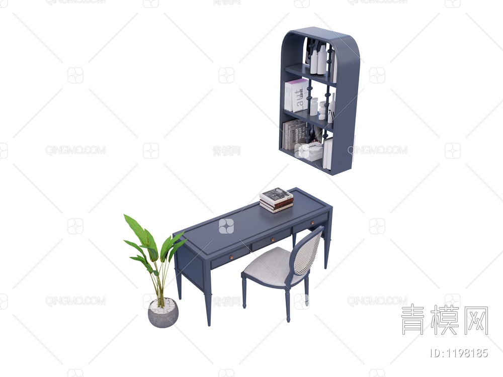 书桌椅组合SU模型下载【ID:1198185】