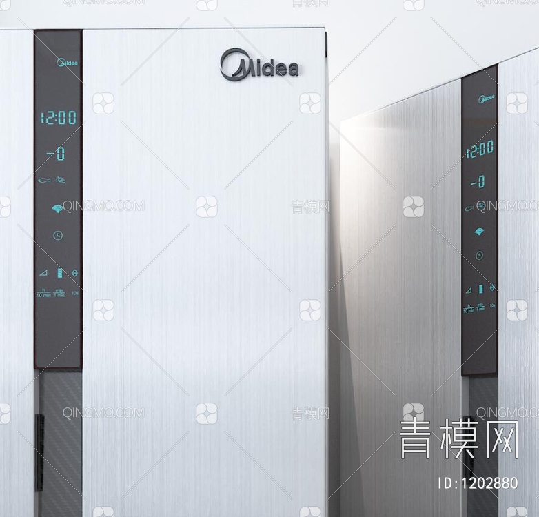冰箱 双开门冰箱 美的对开门智能冰箱3D模型下载【ID:1202880】