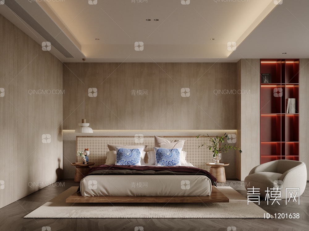 【卧室3D模型】-VR侘寂有灯光有贴图MAX2014卧室3d模型下载-ID1201638-免费3Dmax模型库 - 青模3d模型网
