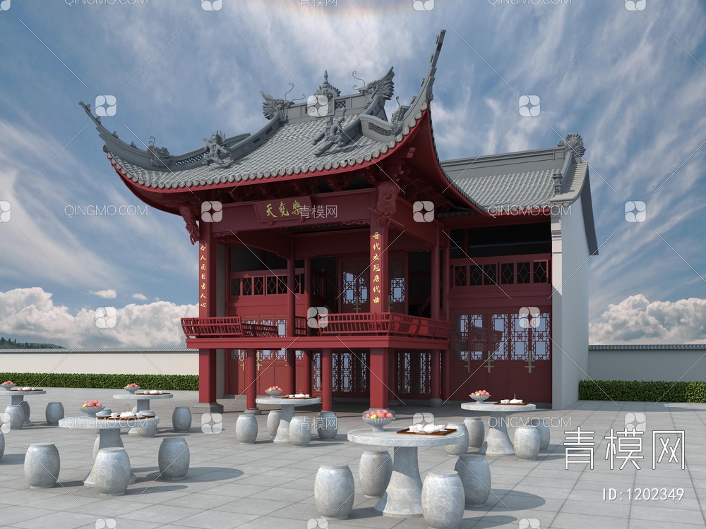 古建戏楼3D模型下载【ID:1202349】