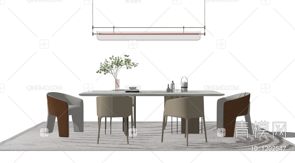 餐桌餐椅组合SU模型下载【ID:1202547】