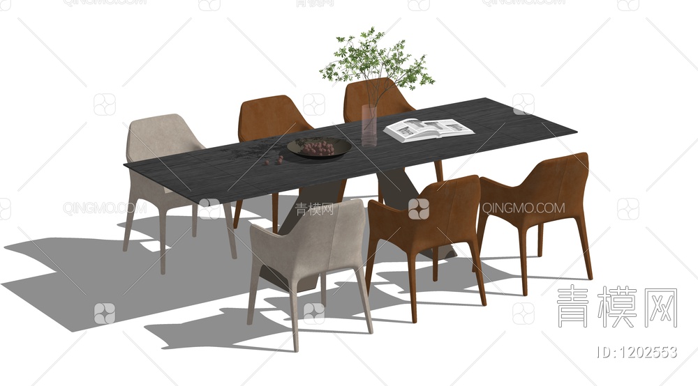 餐桌餐椅组合SU模型下载【ID:1202553】