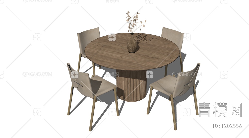 餐桌餐椅组合SU模型下载【ID:1202556】