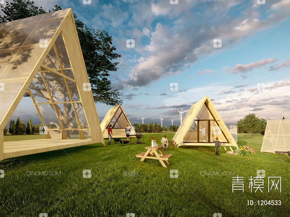 露营公园景观帐篷SU模型下载【ID:1204533】