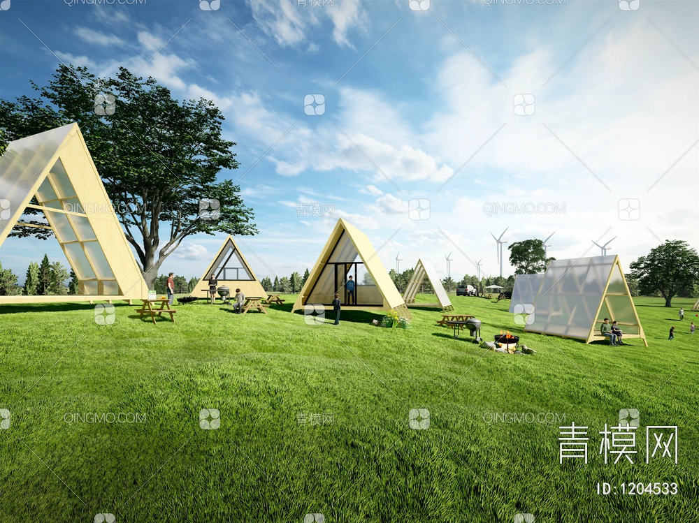 露营公园景观帐篷SU模型下载【ID:1204533】
