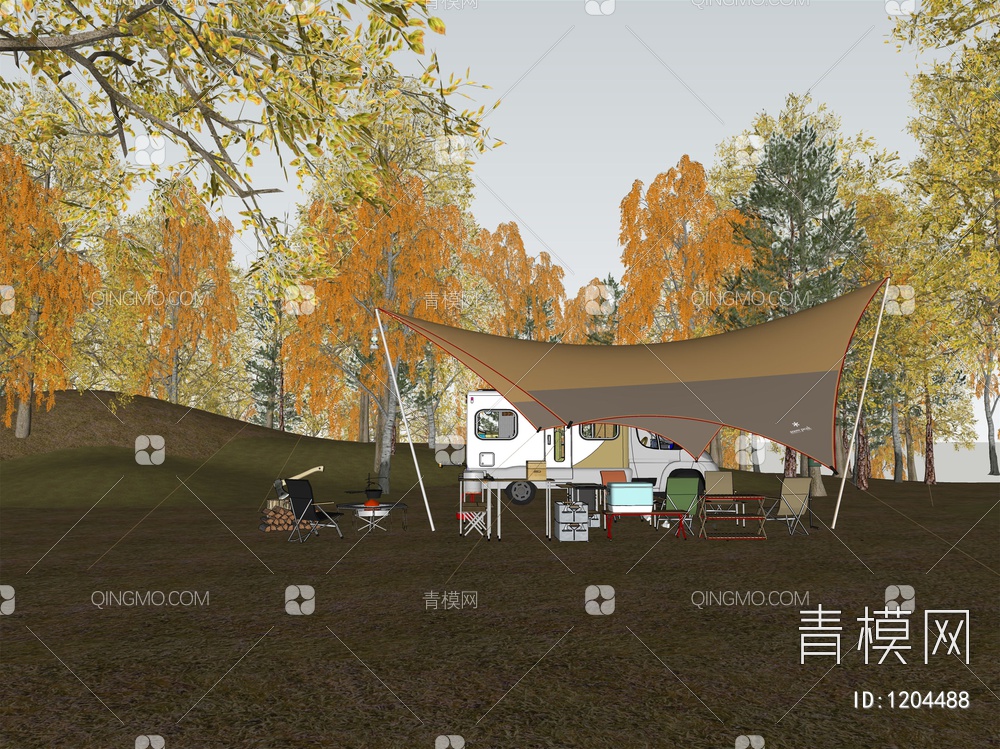 露营公园景观帐篷SU模型下载【ID:1204488】