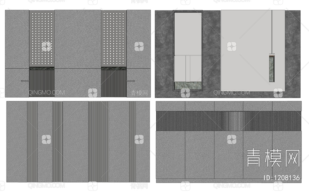 灰色背景墙SU模型下载【ID:1208136】
