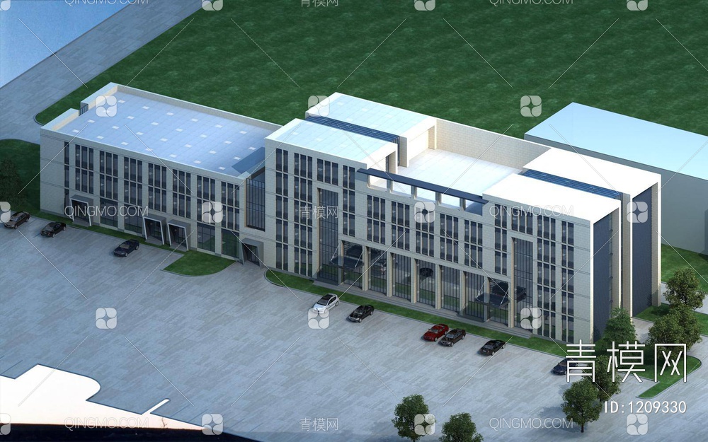 多层办公楼 建筑外观3D模型下载【ID:1209330】